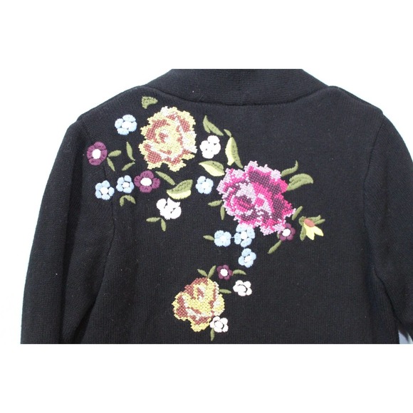Soft Surroundings La Vie En Rose Cardigan Sweater Embroidered Size M H14093 - Picture 9 of 10